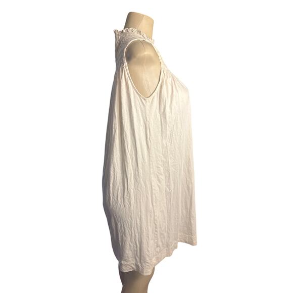 Women M Comune Jules Smocked Neck Ivory Oatmeal Sleeveless Shift Dress - Picture 6 of 7